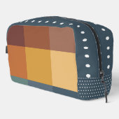 BRUIN ORANJE GEELBLAUW GEOMETRISCH PATROON TOILETTASJE (Rechterhoek)