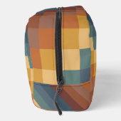 BRUIN ORANJE GEELBLAUW GEOMETRISCH PATROON TOILETTASJE (Rechts)