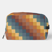 BRUIN ORANJE GEELBLAUW GEOMETRISCH PATROON TOILETTASJE (Achterkant)