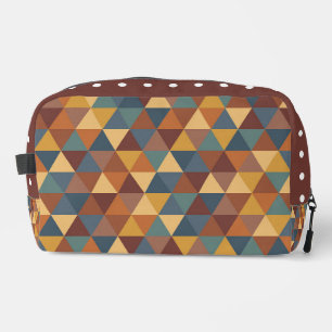 BRUIN ORANJE GEELBLAUW GEOMETRISCH PATROON TOILETTASJE