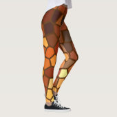 Bruin Oranje gele mozaïekhoudende Abstracte Leggin Leggings (Rechts)