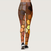 Bruin Oranje gele mozaïekhoudende Abstracte Leggin Leggings (Achterkant)