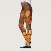 Bruin Oranje gele mozaïekhoudende Abstracte Leggin Leggings (Links)