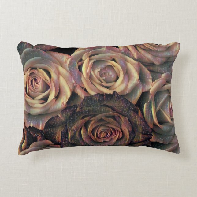 Bruin, oranje, gouden rozen Accent Pillow Accent Kussen (Voorkant)