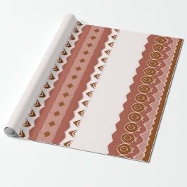 Bruin Oranje Ivoor Afrikaans Geometrisch Patroon Cadeaupapier