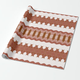 Bruin Oranje Ivoor Afrikaans Geometrisch Patroon Cadeaupapier