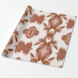 Bruin Oranje Ivoor Afrikaans Geometrisch Patroon Cadeaupapier