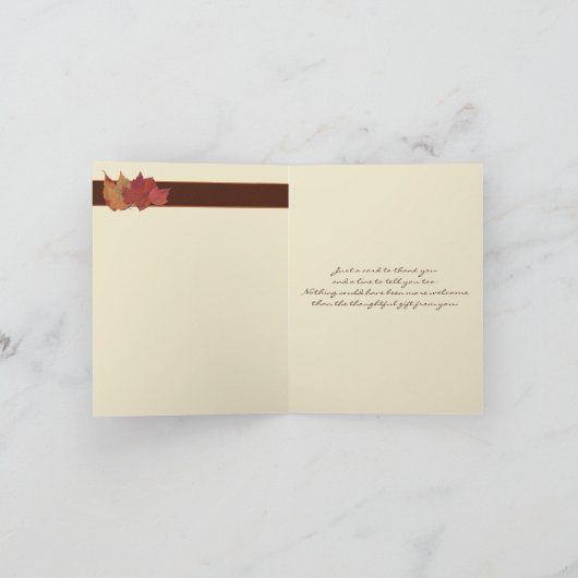 Bruin Oranje Ivoor Gedroogde Bladeren Dankjewelkaa Bedankkaart (Binnen)