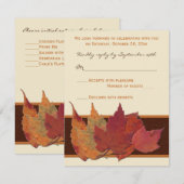 Bruin Oranje Ivoor Gedroogde Bladeren RSVP Kaart (Voorkant / Achterkant)