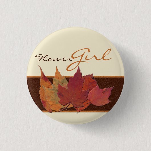 Bruin Oranje met ivoor gedroogd leder bruiloft Ronde Button 3,2 Cm (Voorkant)