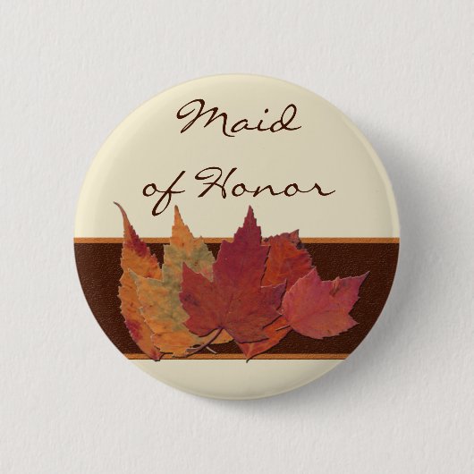 Bruin Oranje met ivoor gedroogd leder bruiloft Ronde Button 5,7 Cm (Voorkant)