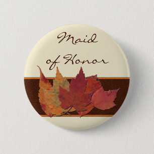 Bruin Oranje met ivoor gedroogd leder bruiloft Ronde Button 5,7 Cm