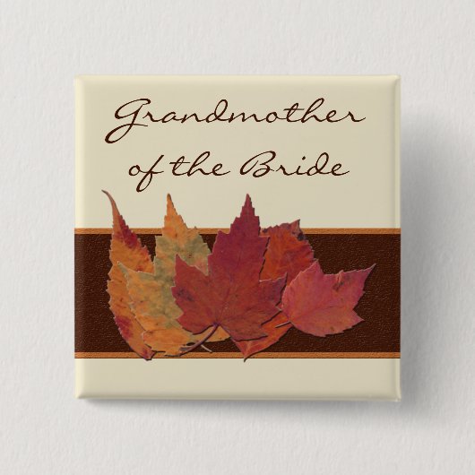 Bruin Oranje met ivoor gedroogd leder bruiloft Vierkante Button 5,1 Cm (Voorkant)