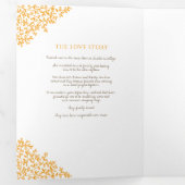 Bruin oranje monogram kunstverhaal over de toewijd drieluik programma (Binnenzijde eerst)