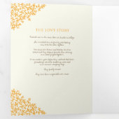 Bruin oranje monogram kunstverhaal over de toewijd drieluik programma (Binnenzijde eerst)