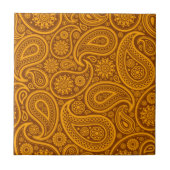 Bruin & Oranje  Paisley Damask Pattern Tegeltje (Voorkant)