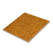 Bruin & Oranje  Paisley Damask Pattern Tegeltje (Zijkant)