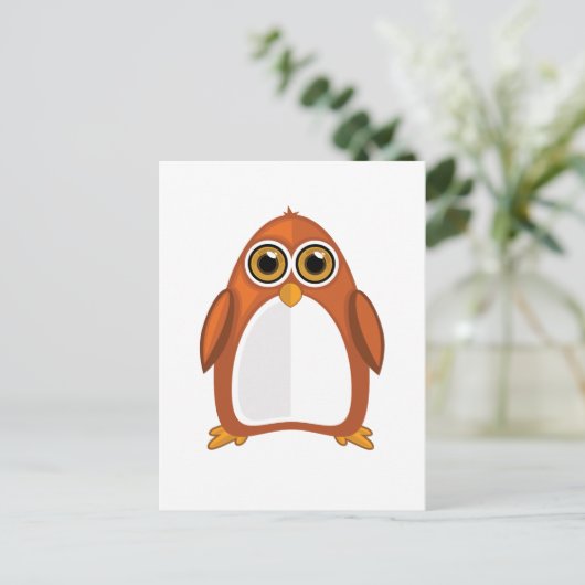 Bruin Oranje Penguin Briefkaart (Staand voorkant)