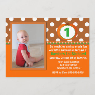 Bruin Oranje pomkin Birthday Invite Kaart