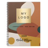Bruin oranje retro patroon zakelijk logo notitieboek (Voorkant)