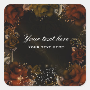 Bruin Oranje Roos op de huwelijksdag Vierkante Sticker