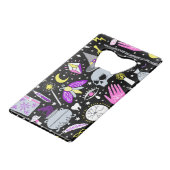  bruin-oranje tartan plaid. creditkaart flessenopener (Voorkant Gekanteld)