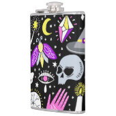 bruin-oranje tartan plaid. heupfles (Links)