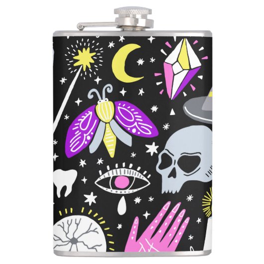 bruin-oranje tartan plaid. heupfles (Voorkant)