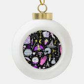  bruin-oranje tartan plaid. keramische bal ornament (Voorkant)