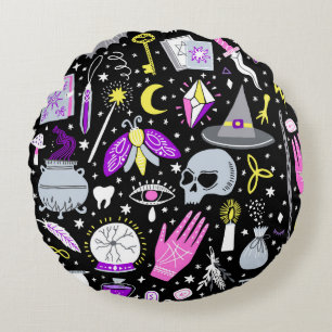 bruin-oranje tartan plaid. rond kussen