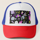  bruin-oranje tartan plaid. trucker pet (Voorkant)