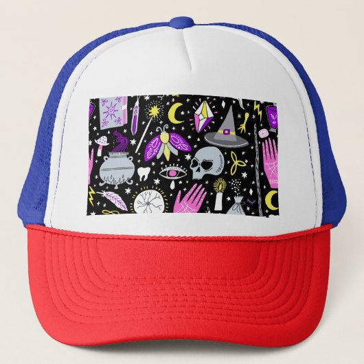  bruin-oranje tartan plaid. trucker pet (Voorkant)