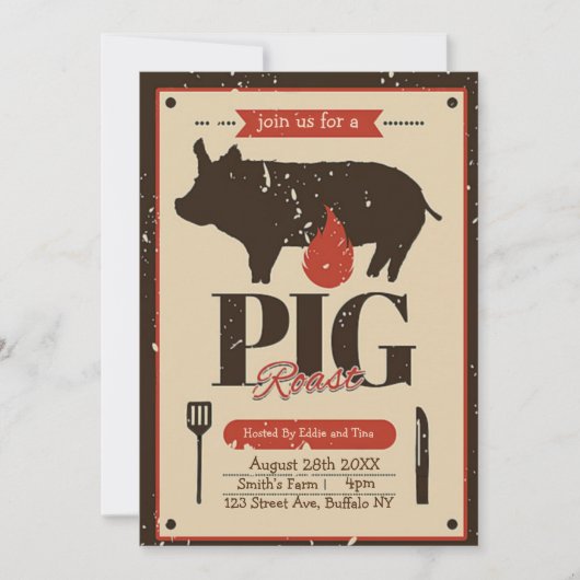 Bruin Oranje  varken Roast Kaart (Voorkant)