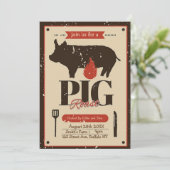 Bruin Oranje  varken Roast Kaart (Staand voorkant)