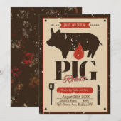 Bruin Oranje  varken Roast Kaart (Voorkant / Achterkant)