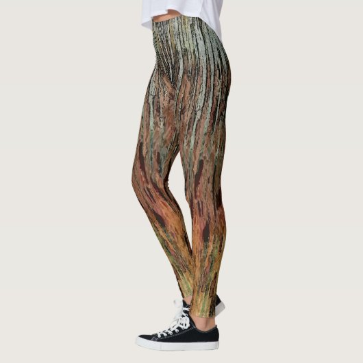 Bruin Oranje zwart Aqua Funky Camouflage Abstract Leggings (Links)