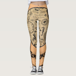 bruin oranje zwarte lange leggings