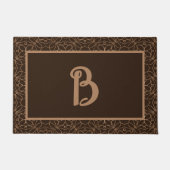 Bruin Ornamental Custom Monogram Ontwerp Deurmat (Voorkant)