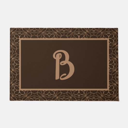 Bruin Ornamental Custom Monogram Ontwerp Deurmat (Voorkant)
