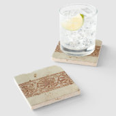 Bruin-ornamentegrens Middellandse Zee Stenen Onderzetter (Zijkant)