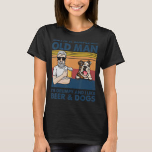 bruin oud Man zoals bier en Engelstalig schouderb T-shirt