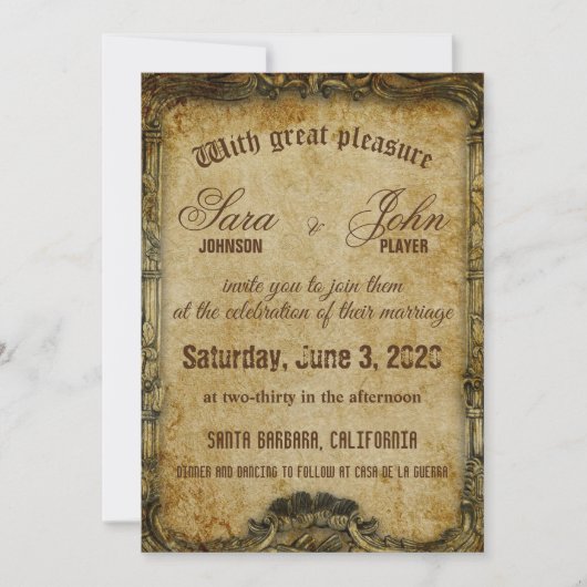  Bruin oud papier huwelijksuitnodiging Kaart (Voorkant)