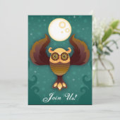 Bruin Owl Moon Uitnodiging (Staand voorkant)