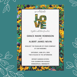 Bruin-oyed Susan's LOVE Wedding Invitation Kaart