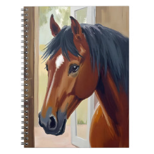 Bruin Paard Aquarel Dier Landelijke Schuur Notitieboek