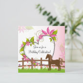 Bruin Paard, Bloemen en Hartverjaardag Kaart (Staand voorkant)