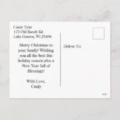 Bruin paard, bogen en schuren rustieke kerst feestdagenkaart (Achterkant)