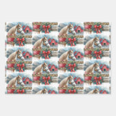 Bruin paard, bogen en schuren rustieke kerst inpakpapier vel (Voorkant 2)