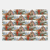 Bruin paard, bogen en schuren rustieke kerst inpakpapier vel (Voorkant)