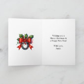 Bruin Paard, Bogen en Schuren Rustieke Kerstmis Feestdagen Kaart (Binnen)